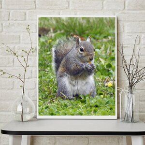 11x14 Squirrel Eating Oil Painting‎ Art Print